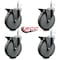 Service Caster 6'' Gray Poly Swivel 7/16'' Grip Ring Stem Caster Set with Brake, 4PK SCC-GR20S614-PPUB-PLB-716138-4 - alternate 2